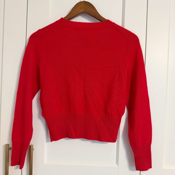 J. CREW Women’s XS Cashmere Shrunken Crew Neck Sweater Belvedere Red Cropped - Picture 3 of 7